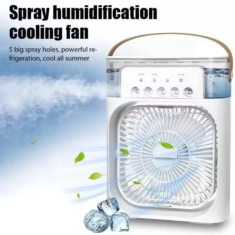 Portable Fan Air Conditioners USB Electric Fan Air Cooler LED Night Light Water Mist Fun 3 in 1 Air Humidifier for Home