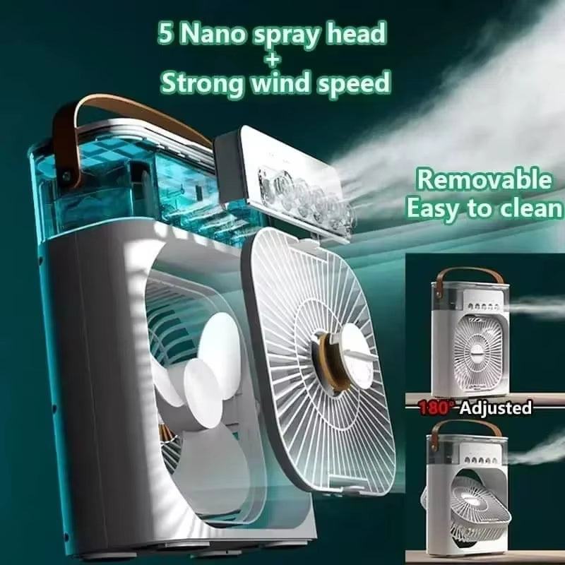 Portable Fan Air Conditioners USB Electric Fan Air Cooler LED Night Light Water Mist Fun 3 in 1 Air Humidifier for Home