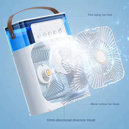 Portable Fan Air Conditioners USB Electric Fan Air Cooler LED Night Light Water Mist Fun 3 in 1 Air Humidifier for Home