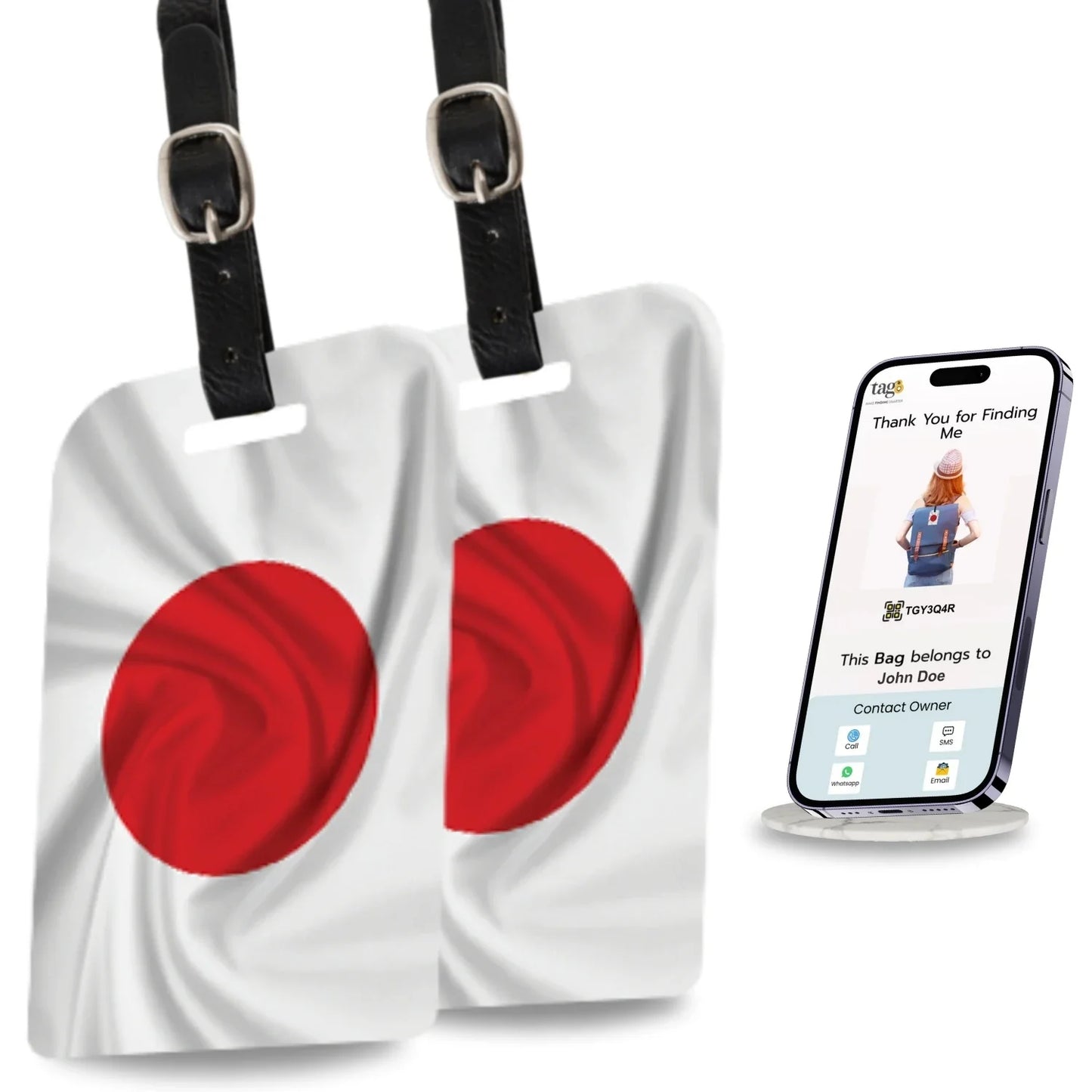 Smart Bag Security Tag - Japan Flag [Pack 2]-0