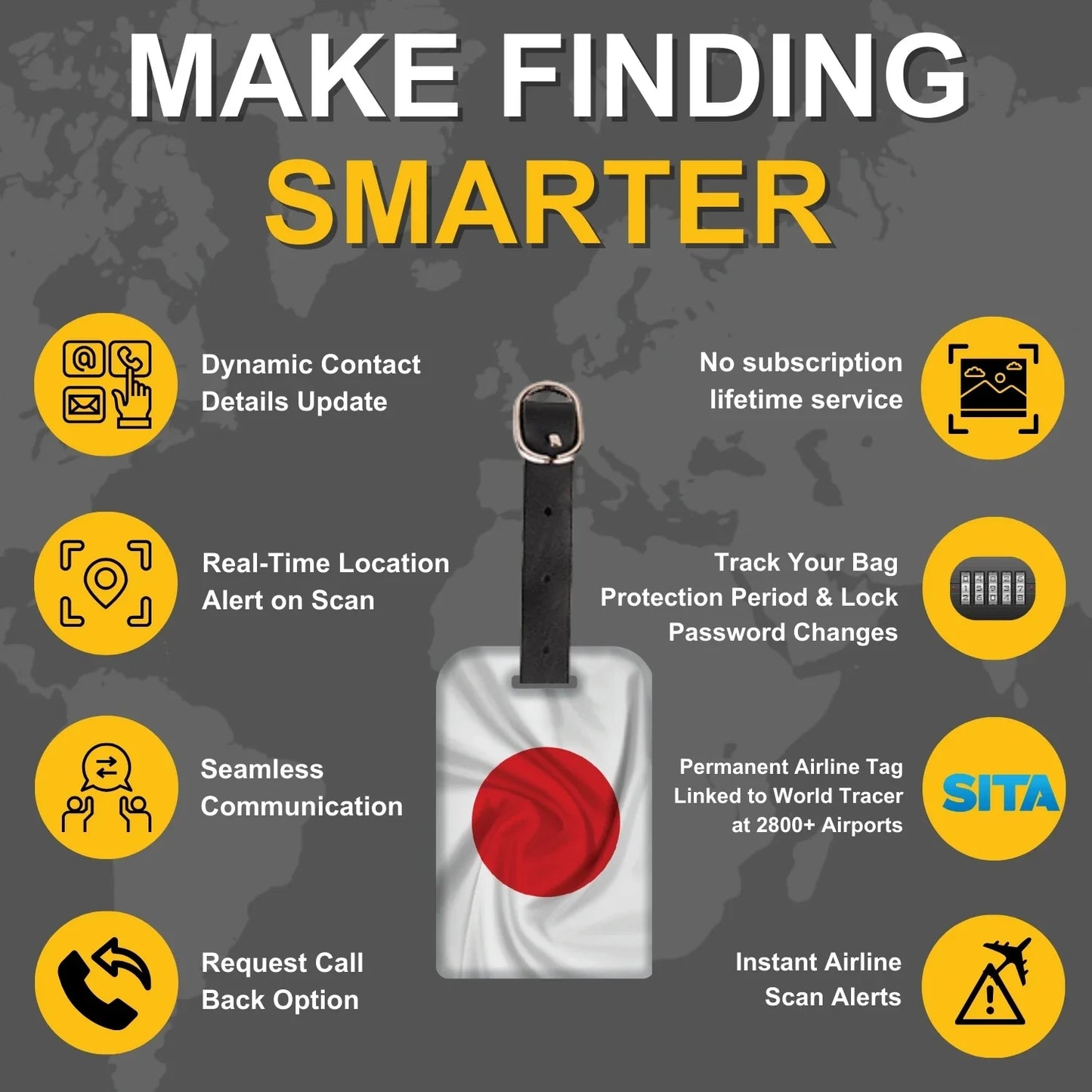 Smart Bag Security Tag - Japan Flag [Pack 2]-3